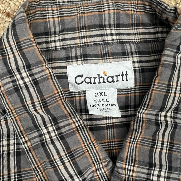 Carhartt men’s plaid 100% cotton flannel button down work shirt 2XL Tall XXL - Picture 8 of 9